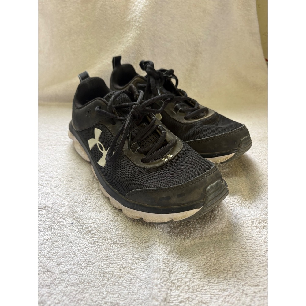 Under Armour Charged Assert 8 Mens Running Shoes Black White Size 10